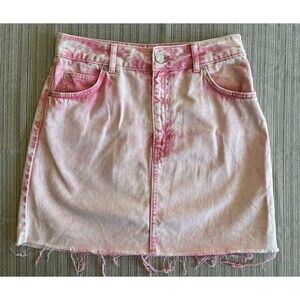 Topshop Pink Denim Skirt - Raw Hem - US Size 6 -  UK Size 10